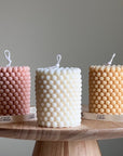 Bubble Soy Wax Pillar Candle: Geometric Home Decor-0