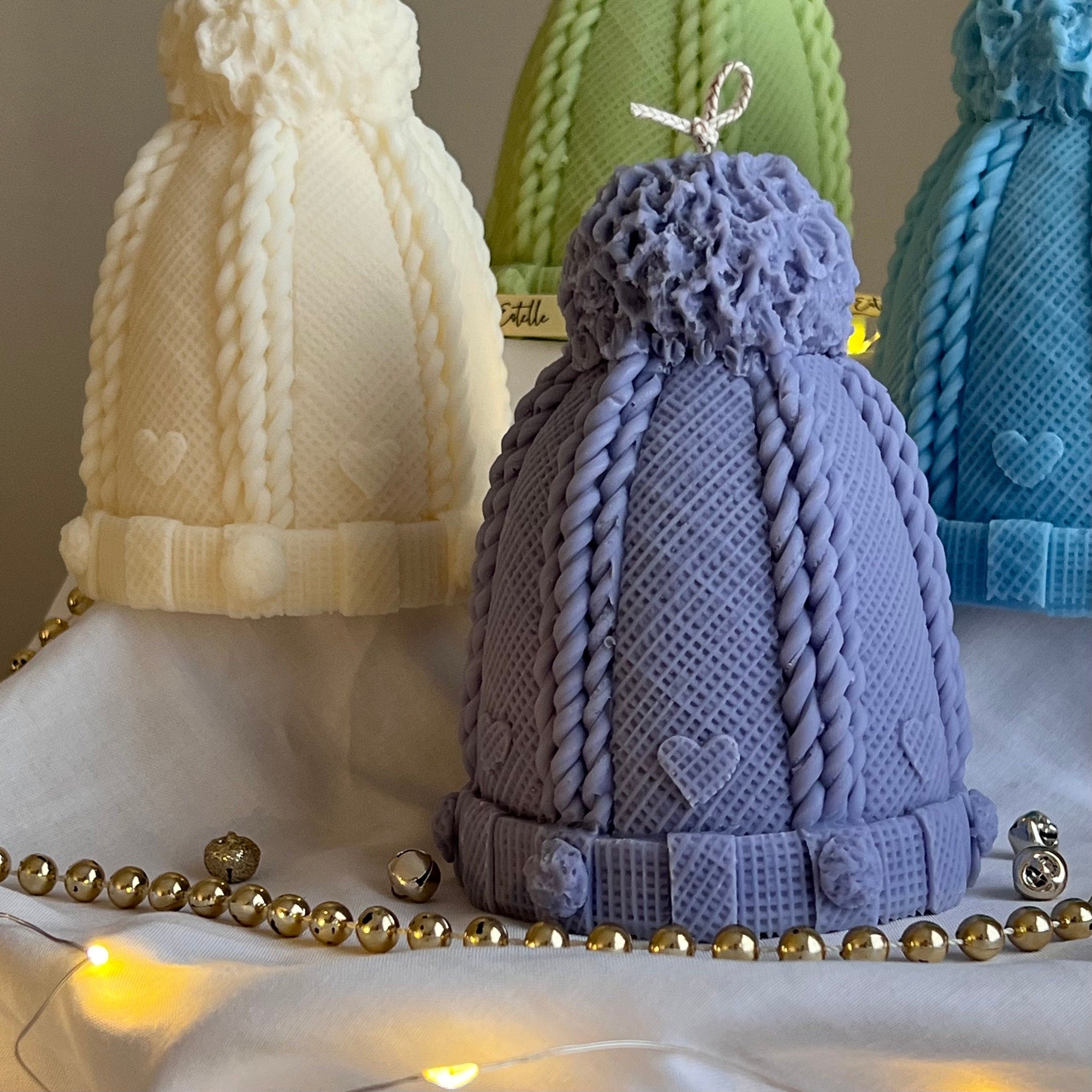 Hand-Poured Christmas Hat Candle: Festive Soy Wax Decor-1