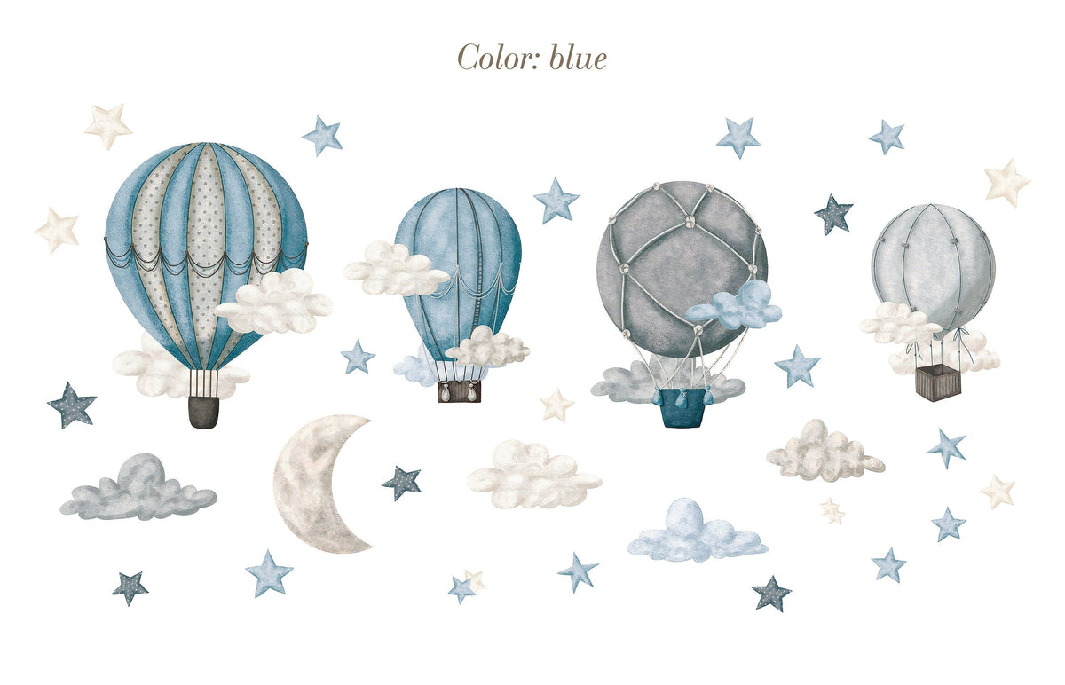 Dreamy Hot Air Balloon &amp; Star Wall Decals - Nursery &amp; Kids' Room Decor