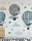 Dreamy Hot Air Balloons and Stars Wall Sticker for Nursery and Kids' Room
