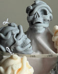 Skull Candle with Snakes: Spooky Halloween Soy Wax Decor-2