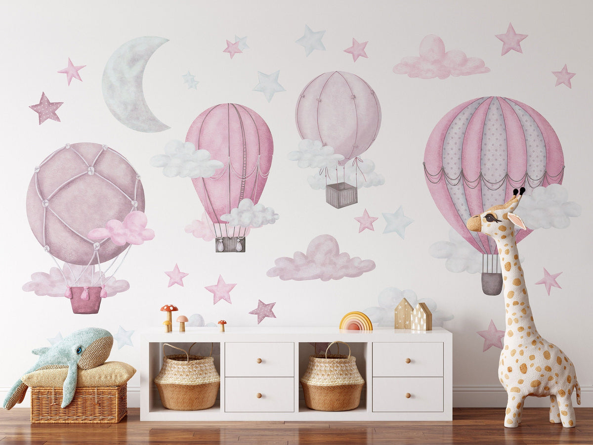 Dreamy Hot Air Balloon &amp; Star Wall Decals - Nursery &amp; Kids' Room Decor