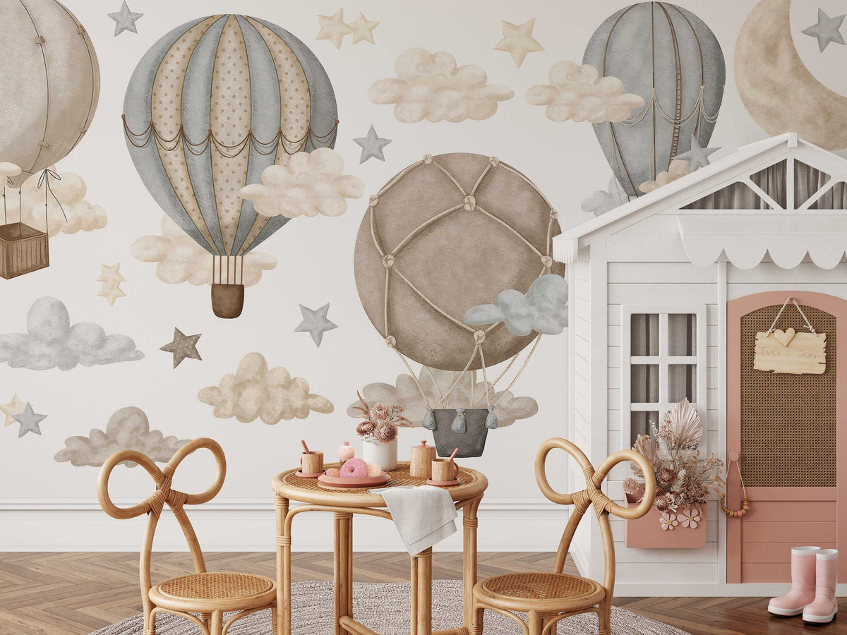 Dreamy Hot Air Balloon &amp; Star Wall Decals - Nursery &amp; Kids' Room Decor