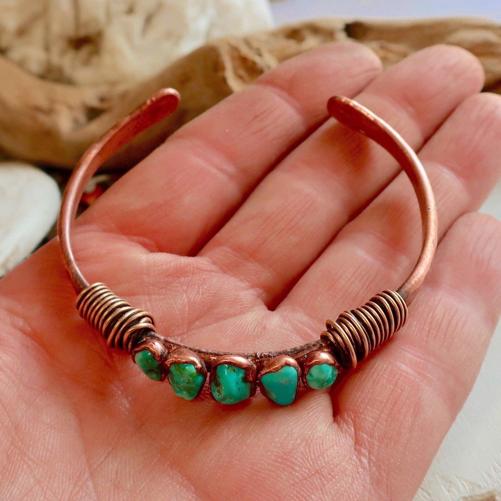 Raw Turquoise Cuff - Electroformed Copper | Handmade by Blackbird &amp; Sage