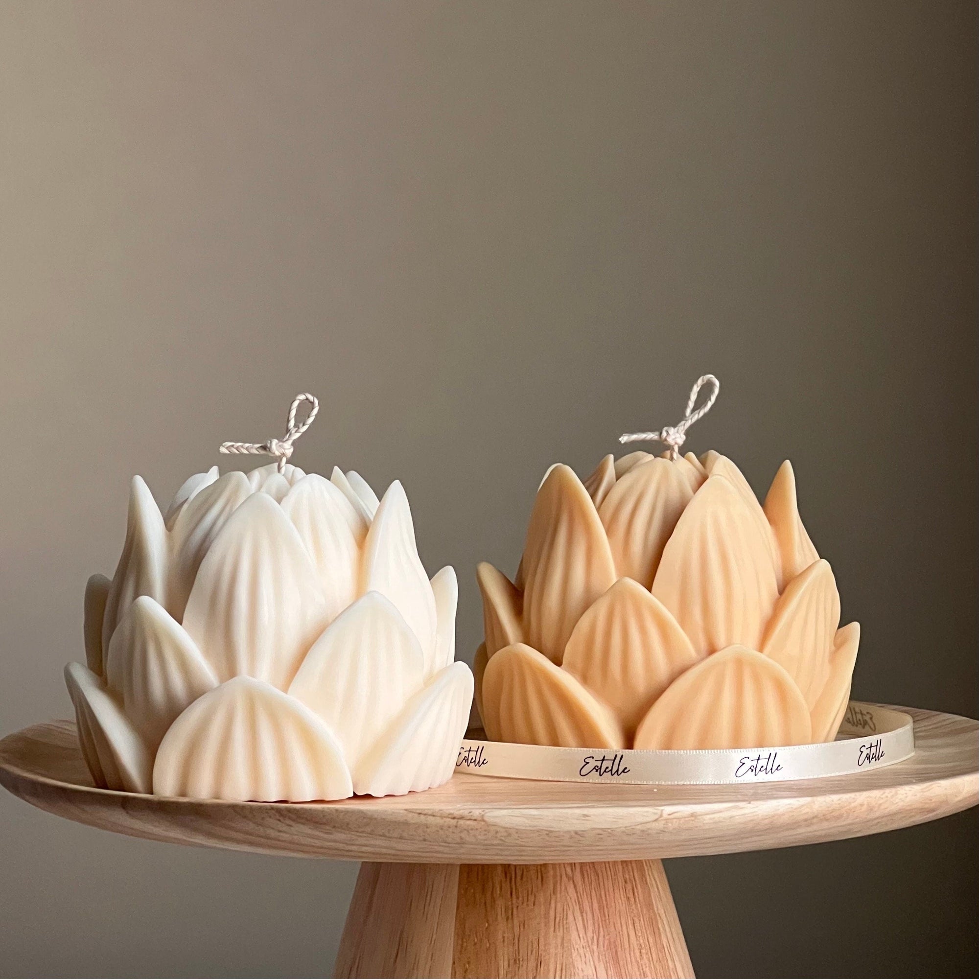 Large Lotus Soy Candle: Handmade Home Decor Gift-0