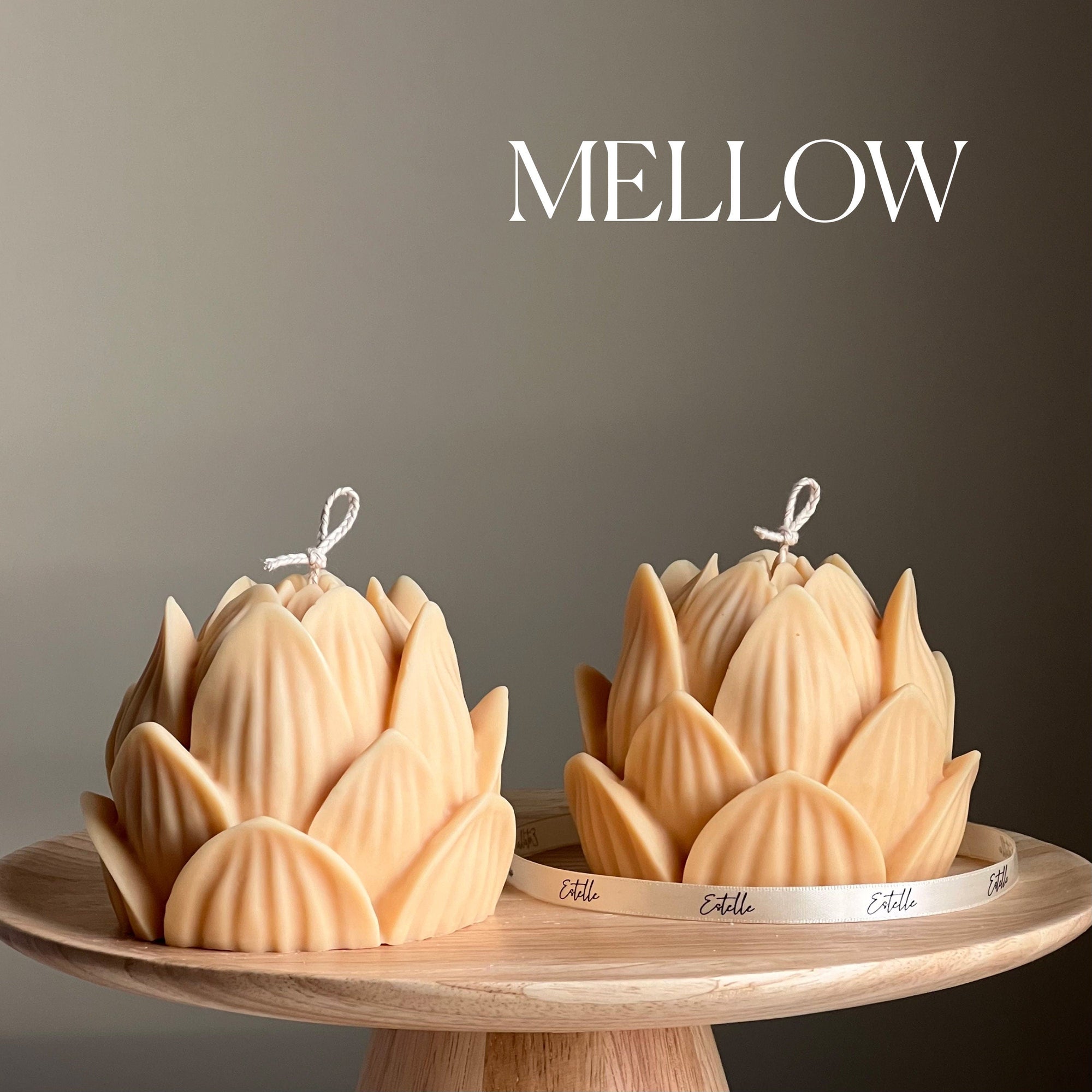 Large Lotus Soy Candle: Handmade Home Decor Gift-2