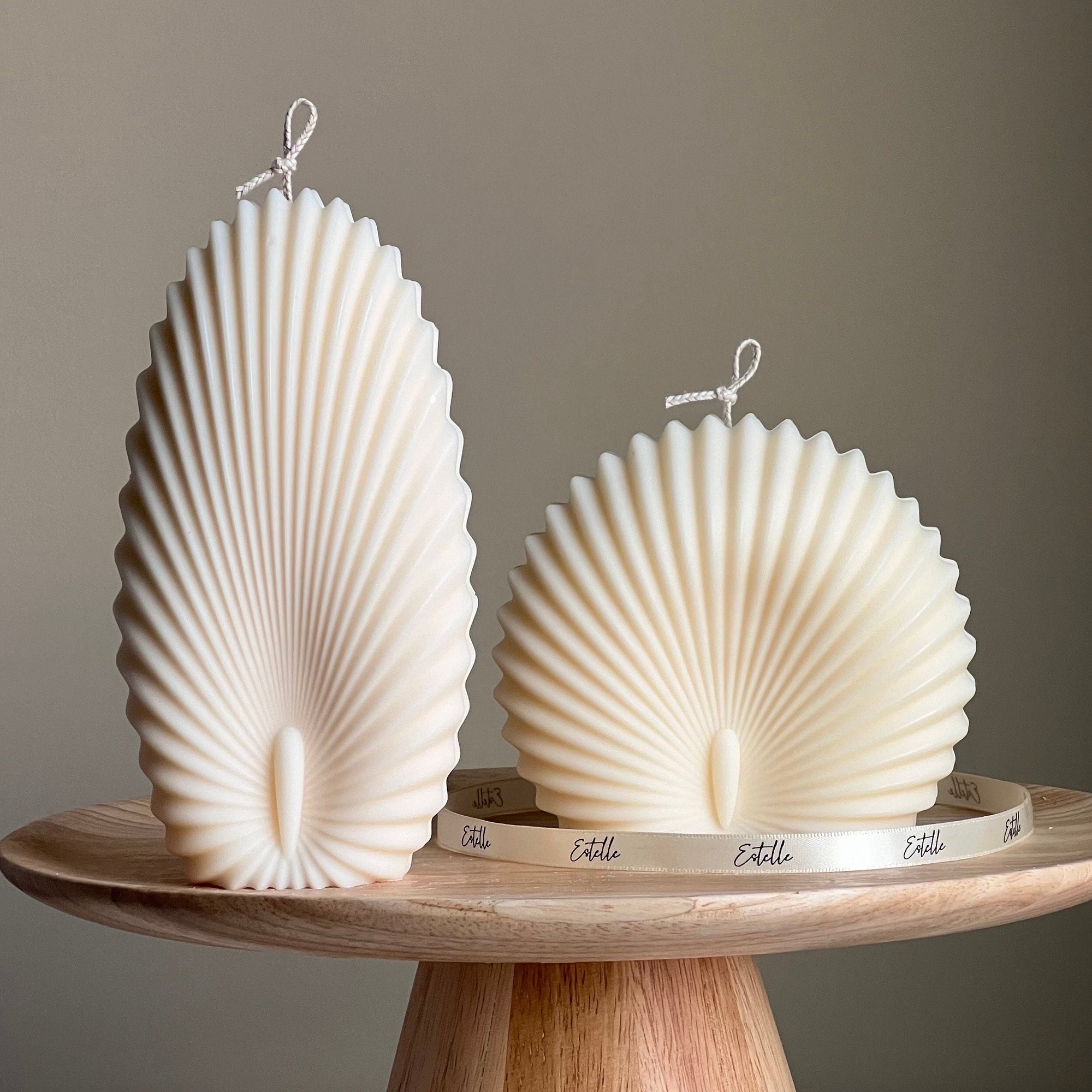 Sea Shell Candle Duo: Decorative Soy Wax Clam Shell Candles-0