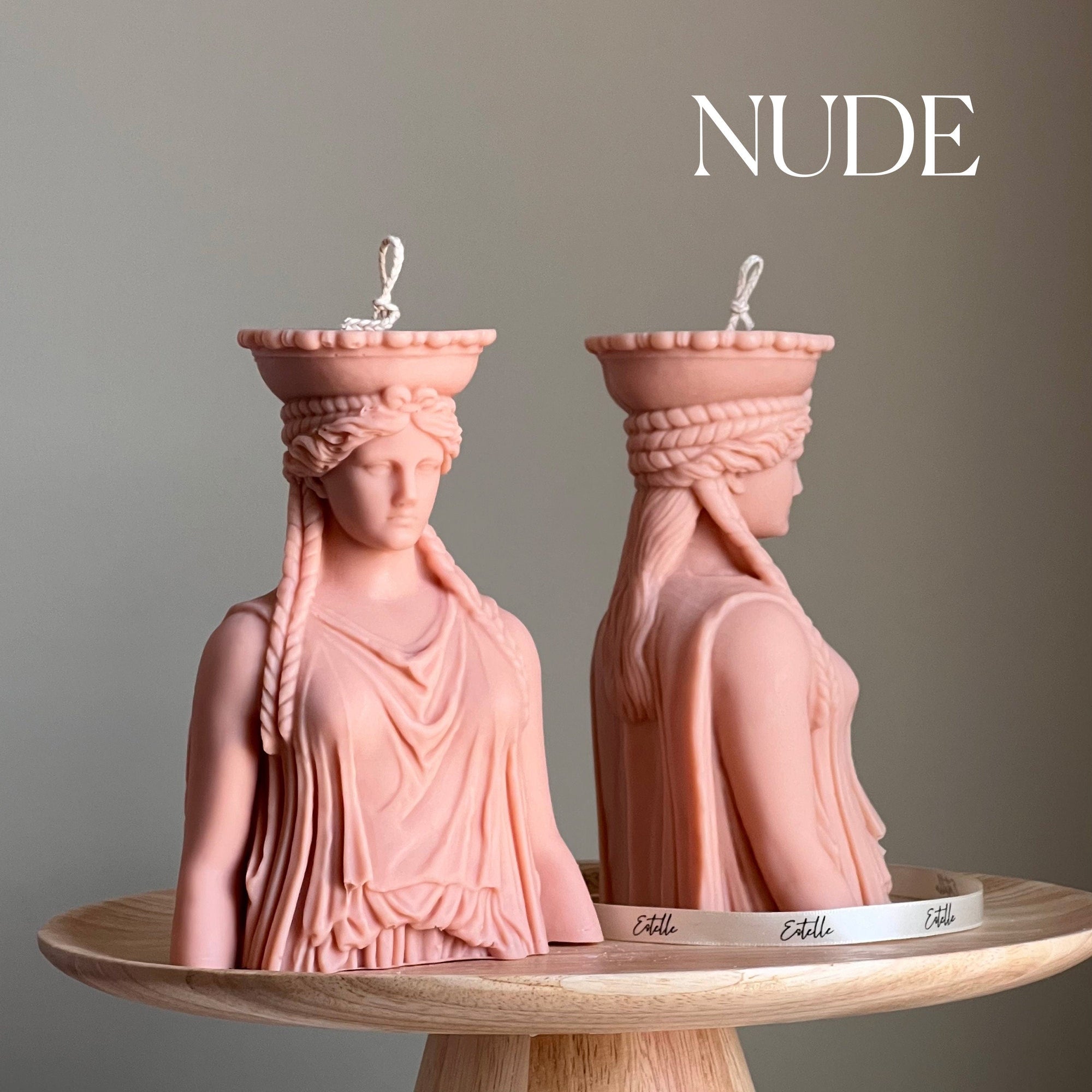 Caryatid Statue Candle: Sculptural Soy Wax Pillar Candle-2