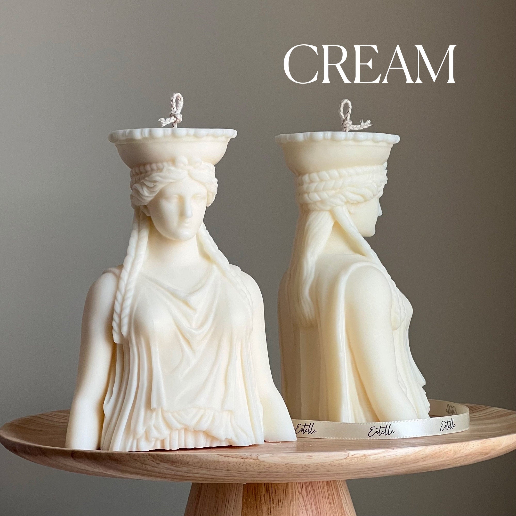 Caryatid Statue Candle: Sculptural Soy Wax Pillar Candle-3