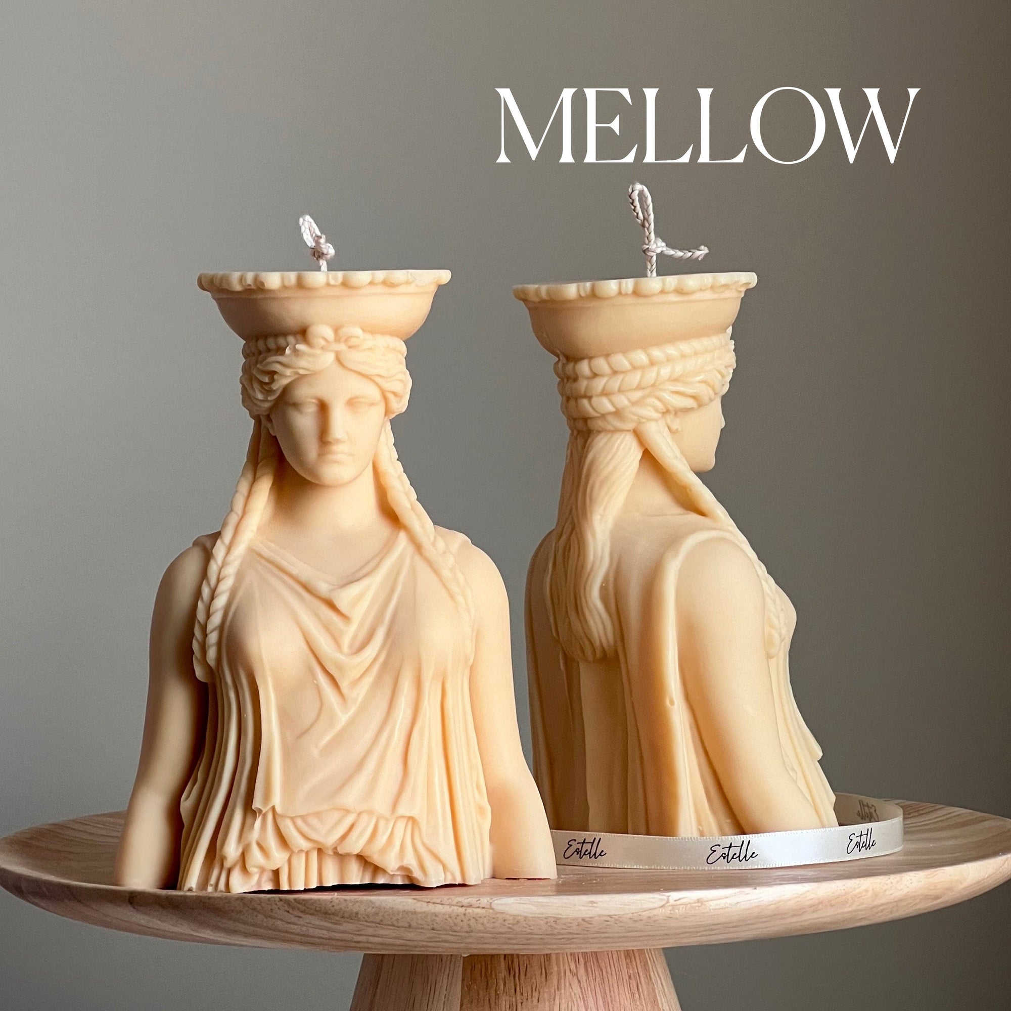 Caryatid Statue Candle: Sculptural Soy Wax Pillar Candle-4
