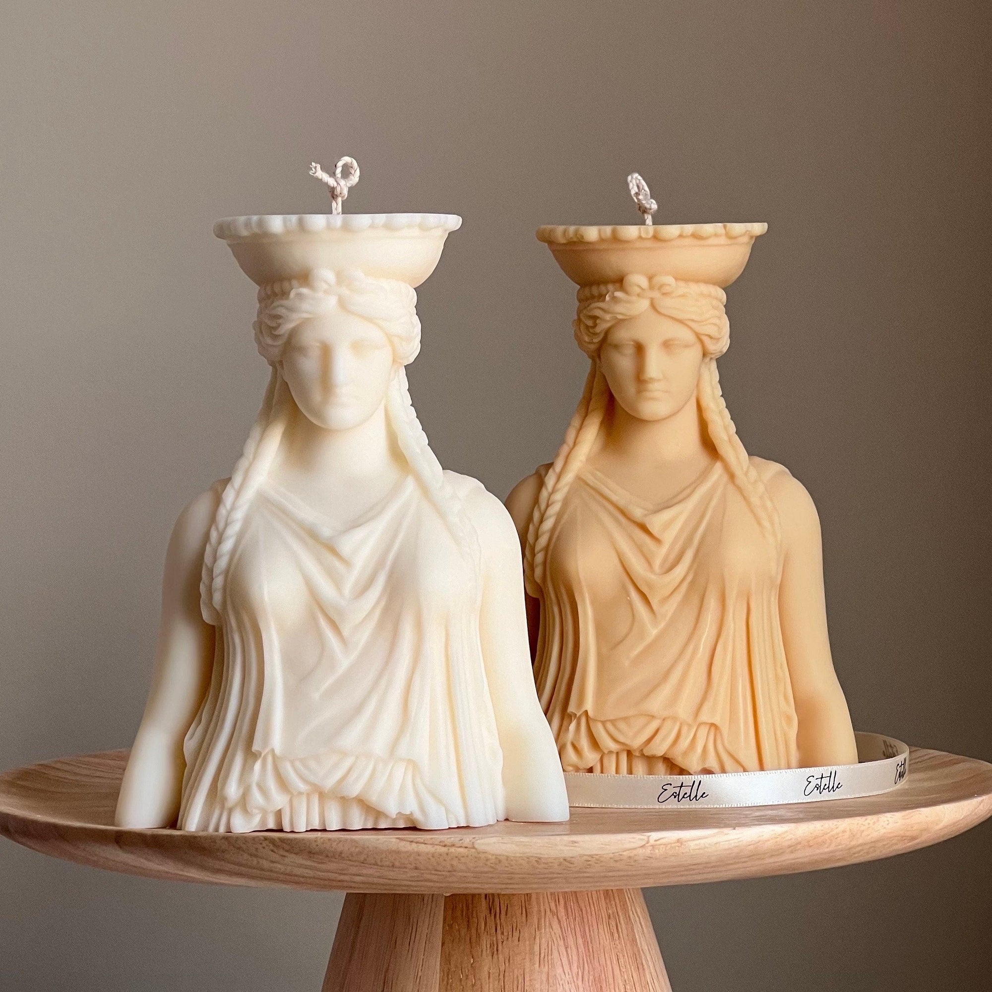 Caryatid Statue Candle: Sculptural Soy Wax Pillar Candle-0