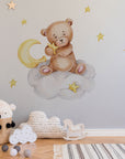 Sleeping Teddy Bear Bunny Nursery Animal Wall Decal | Bear Nursery Sticker | Bunny Wall Sticker Decal | Kids Room Nursery Wall Decal