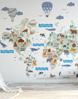 Animal World Map Decal - Informative Peel and Stick Map Decal