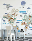 Animal World Map Decal - Informative Peel and Stick Map Decal