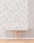 Delicate Wildflowers Wallpaper | Soft Shades of Grey Floral Pattern Peel and Stick Removable Wallpaper All Rooms | Self Adhesive Mural