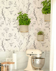 Delicate Wildflowers Wallpaper | Soft Shades of Grey Floral Pattern Peel and Stick Removable Wallpaper All Rooms | Self Adhesive Mural