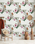 Boho Floral Wallpaper Peel and Stick | Boho Hand Drawn Floral Wallpaper | Removable Wallpaper | Unpasted Wallpaper | Pre-Pasted Wallpaper