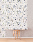 Blue Floral | Whispering Steal Blue Floral Wallpaper | Removable Peel & Stick Self-Adhesive Wallpaper