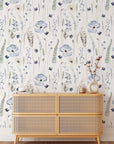 Blue Floral | Whispering Steal Blue Floral Wallpaper | Removable Peel & Stick Self-Adhesive Wallpaper