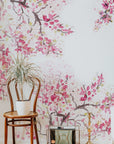 Spring Cherry Blossom Removable Wallpaper | Watercolor Wall Mural | Peel and Stick Wallmural | Floral Mural | Wall Murals
