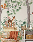 Kids Wallpaper Peel and Stick | Kids Watercolor Forest Wall Mural