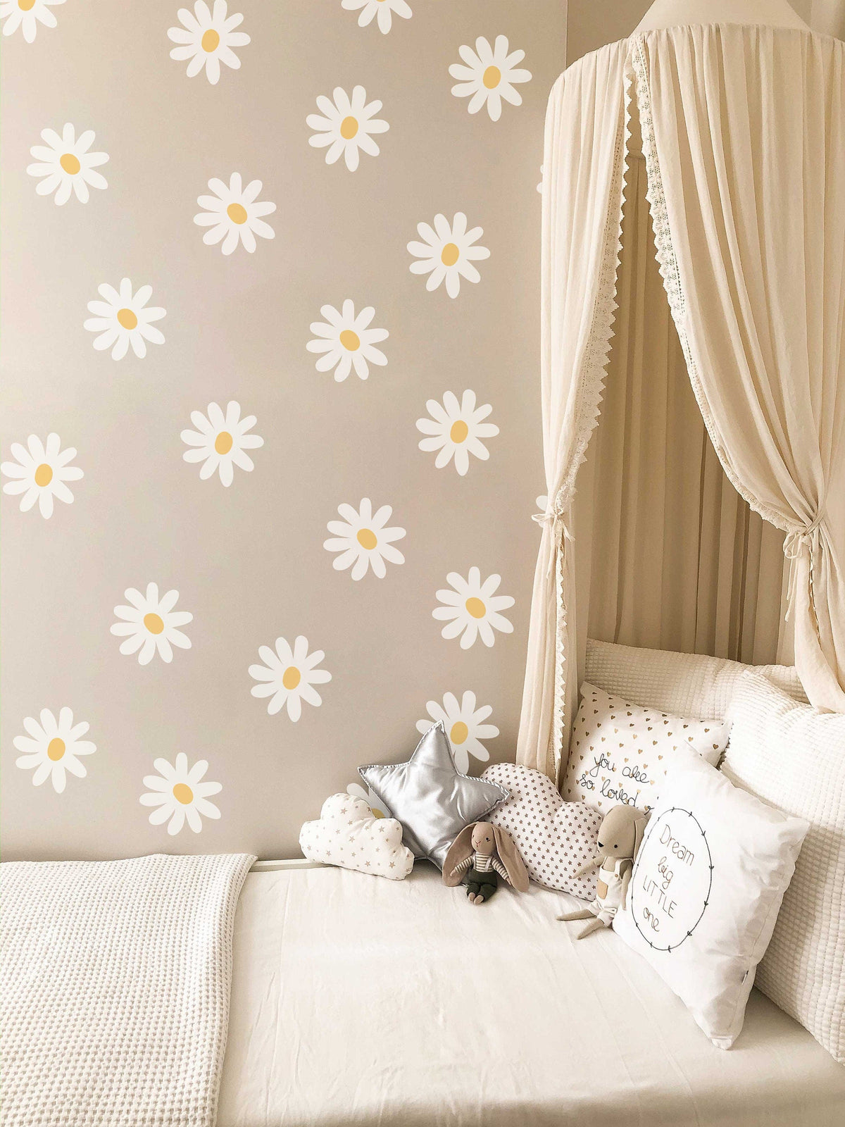 Whimsical Daisy Wall Decals - Nursery Vinyl Stickers - Floral Wall Art for Kids' Rooms