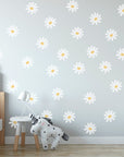 Whimsical Daisy Wall Decals - Nursery Vinyl Stickers - Floral Wall Art for Kids' Rooms