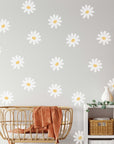 Whimsical Daisy Wall Decals - Nursery Vinyl Stickers - Floral Wall Art for Kids' Rooms