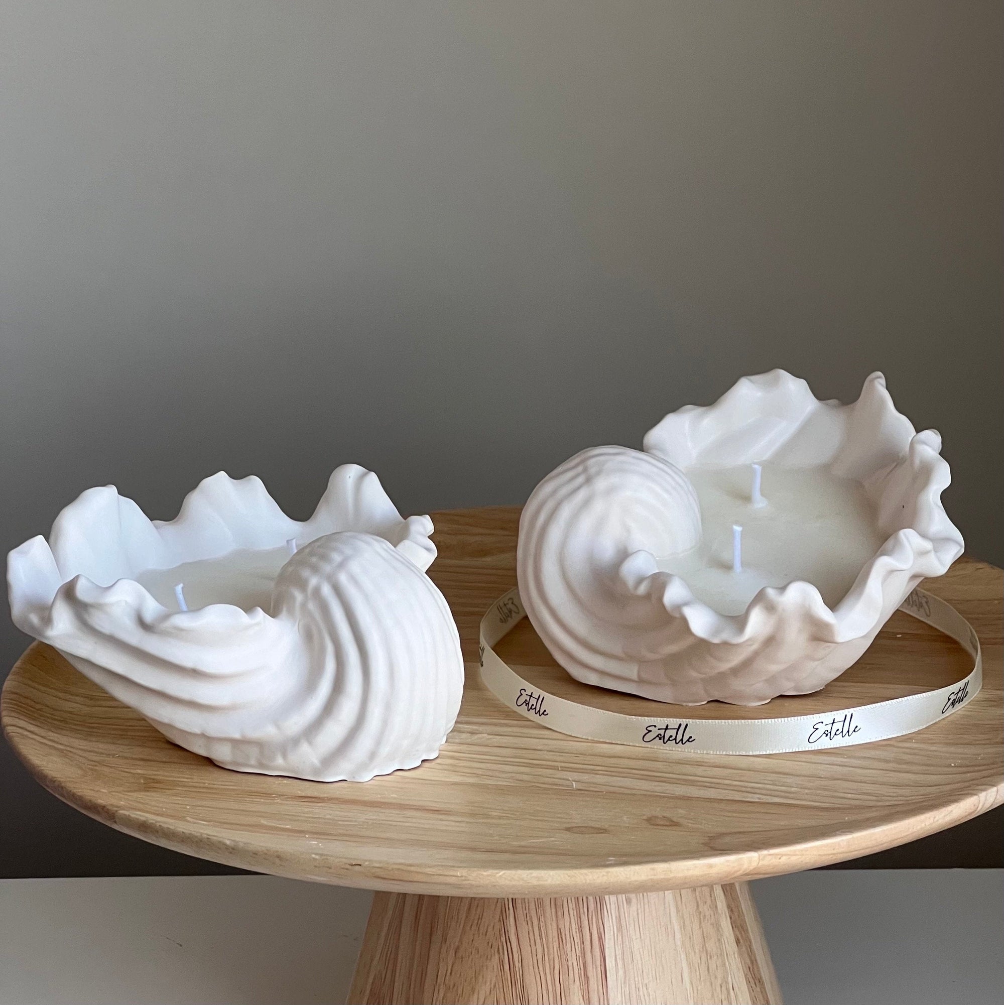 Conch Shell Soy Wax Candle | Jesmonite Vessel, Handmade-3