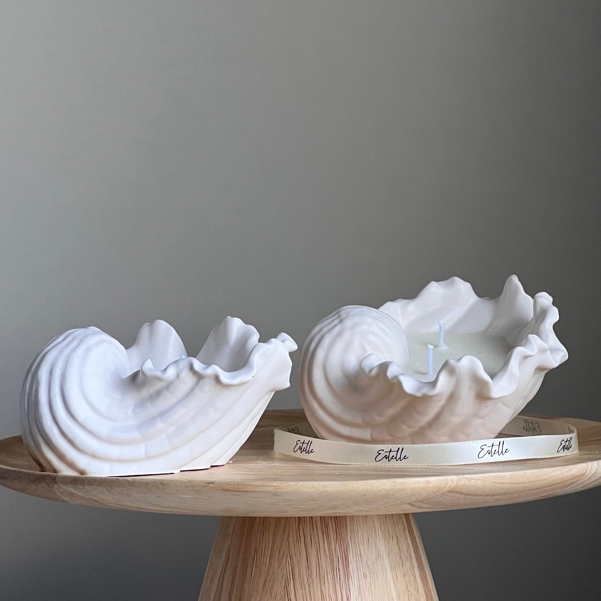 Conch Shell Soy Wax Candle | Jesmonite Vessel, Handmade-4