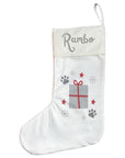 Personalised Pet Christmas Stocking with Paw Prints & Gift Design