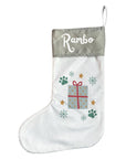 Personalised Pet Christmas Stocking with Paw Prints & Gift Design