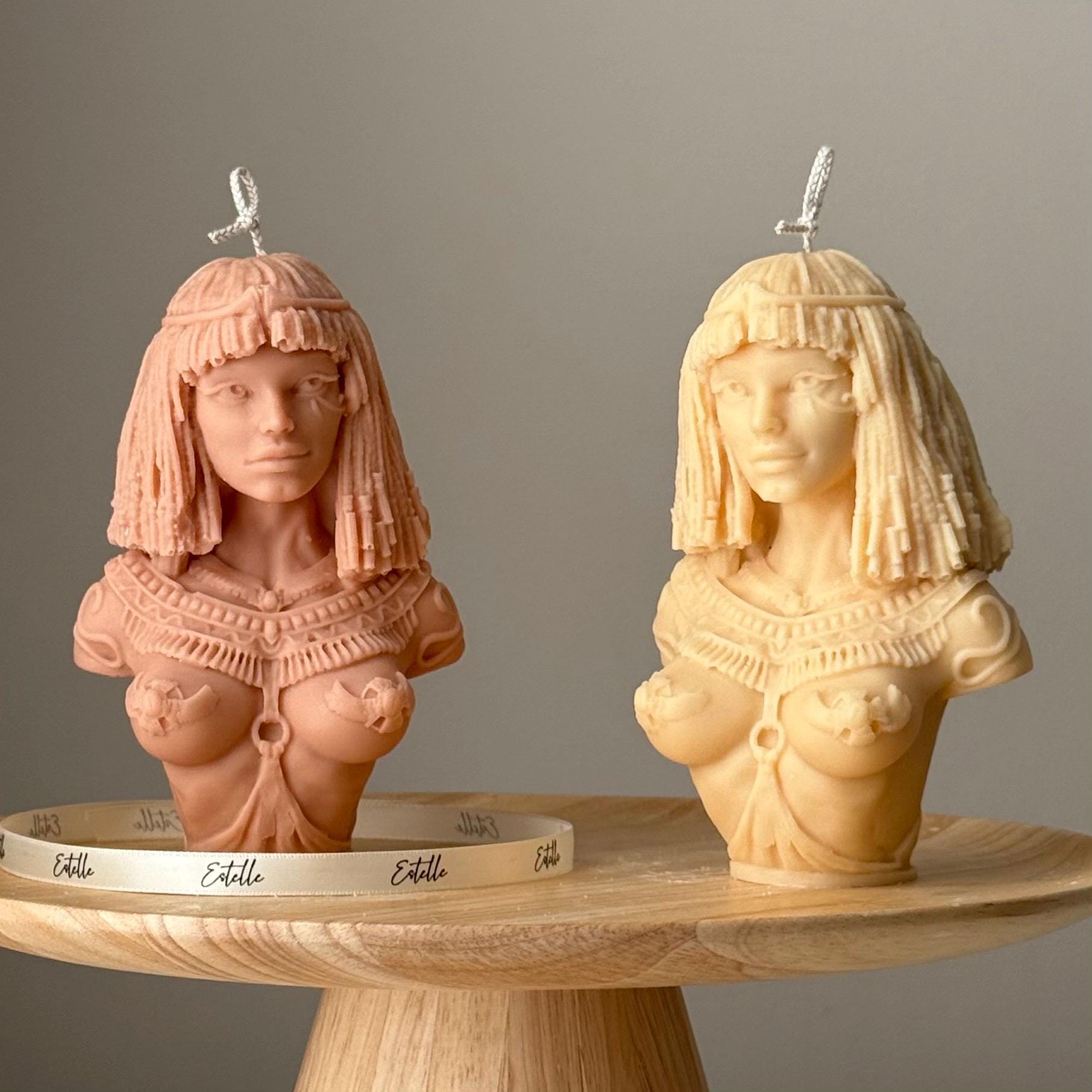 Handmade Cleopatra Soy Candle: Sculptural Bust Art-0
