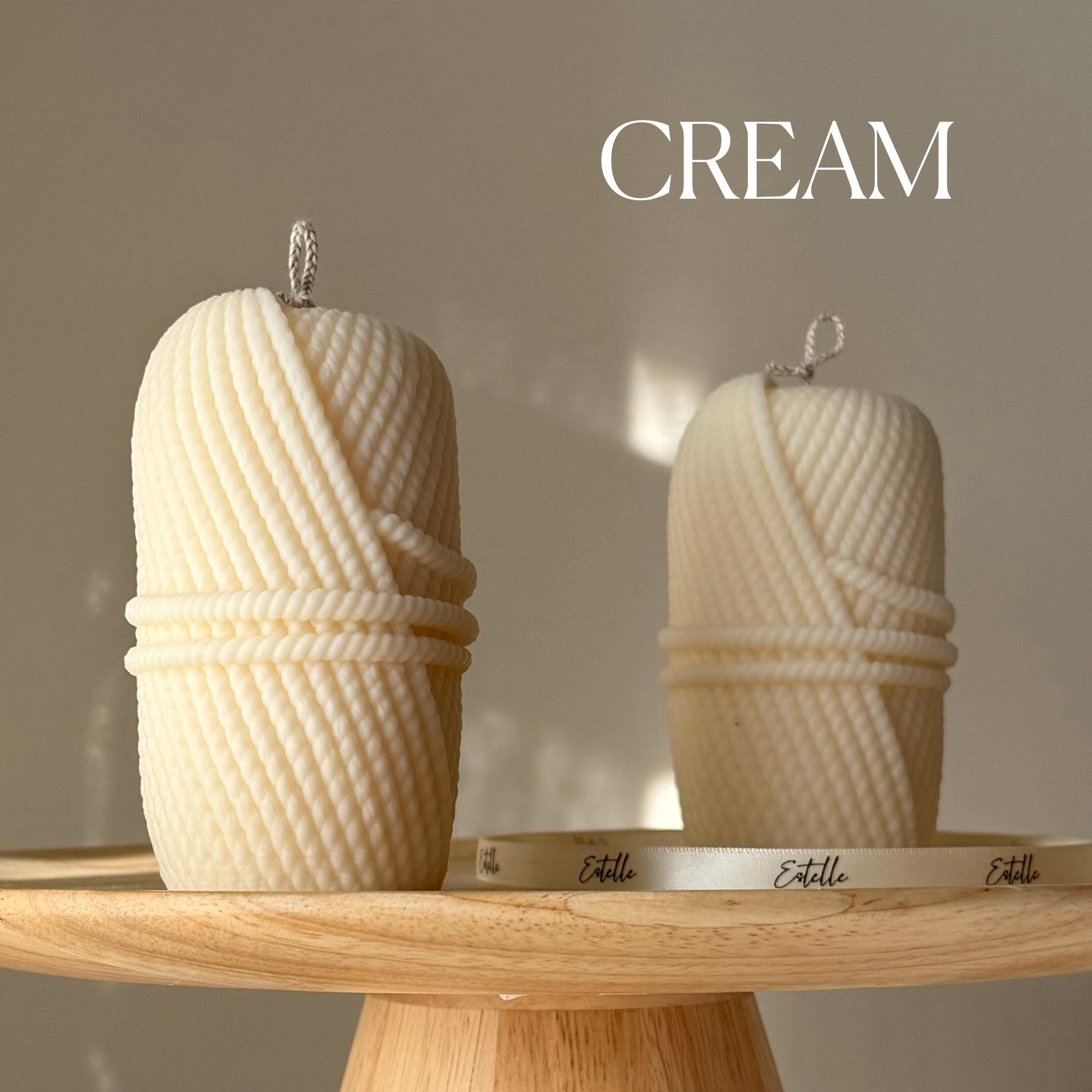 Knitting Wool Soy Pillar Candle: Handmade Home Decor-2