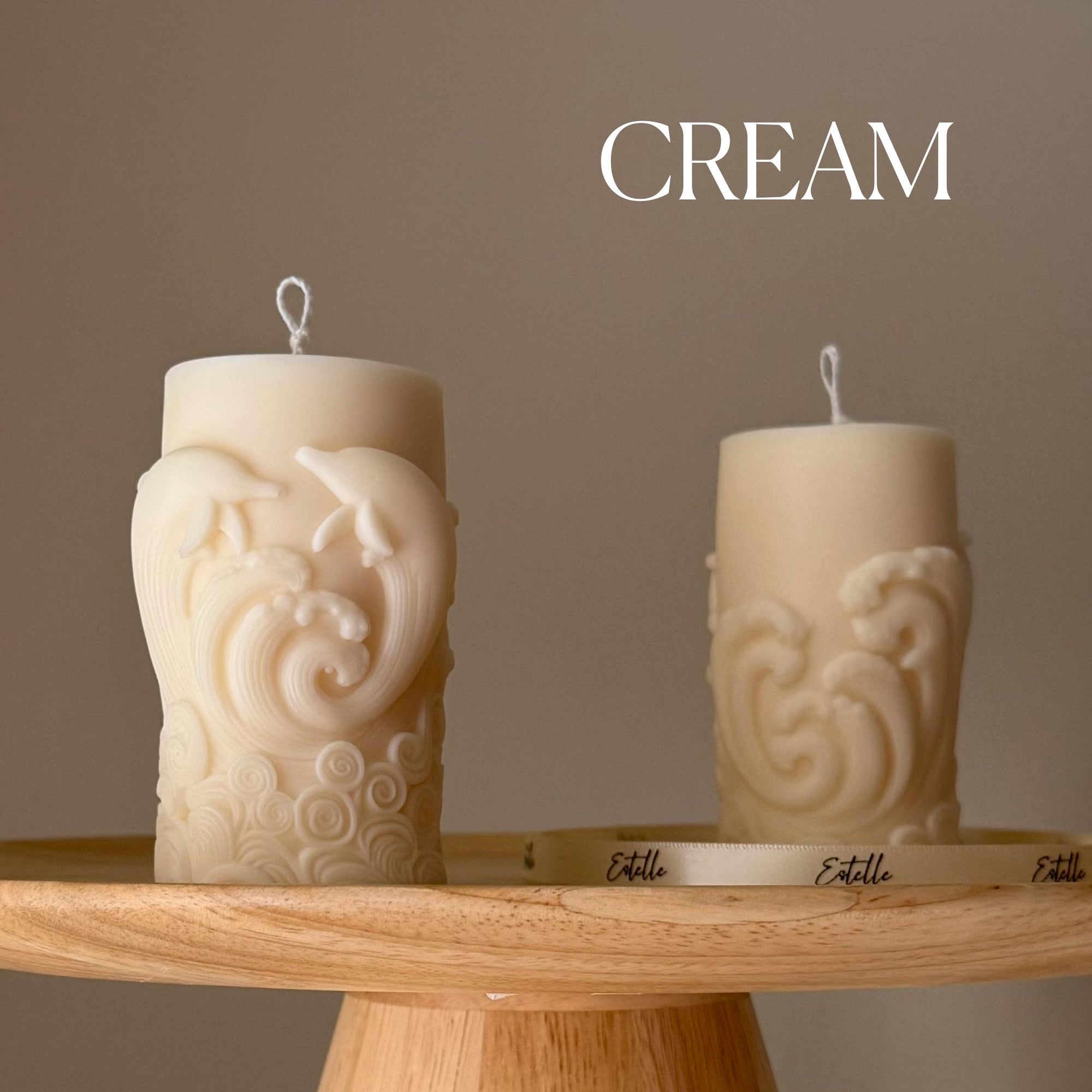 Dolphin Pillar Candle: Handmade Soy Wax Home Decor-2