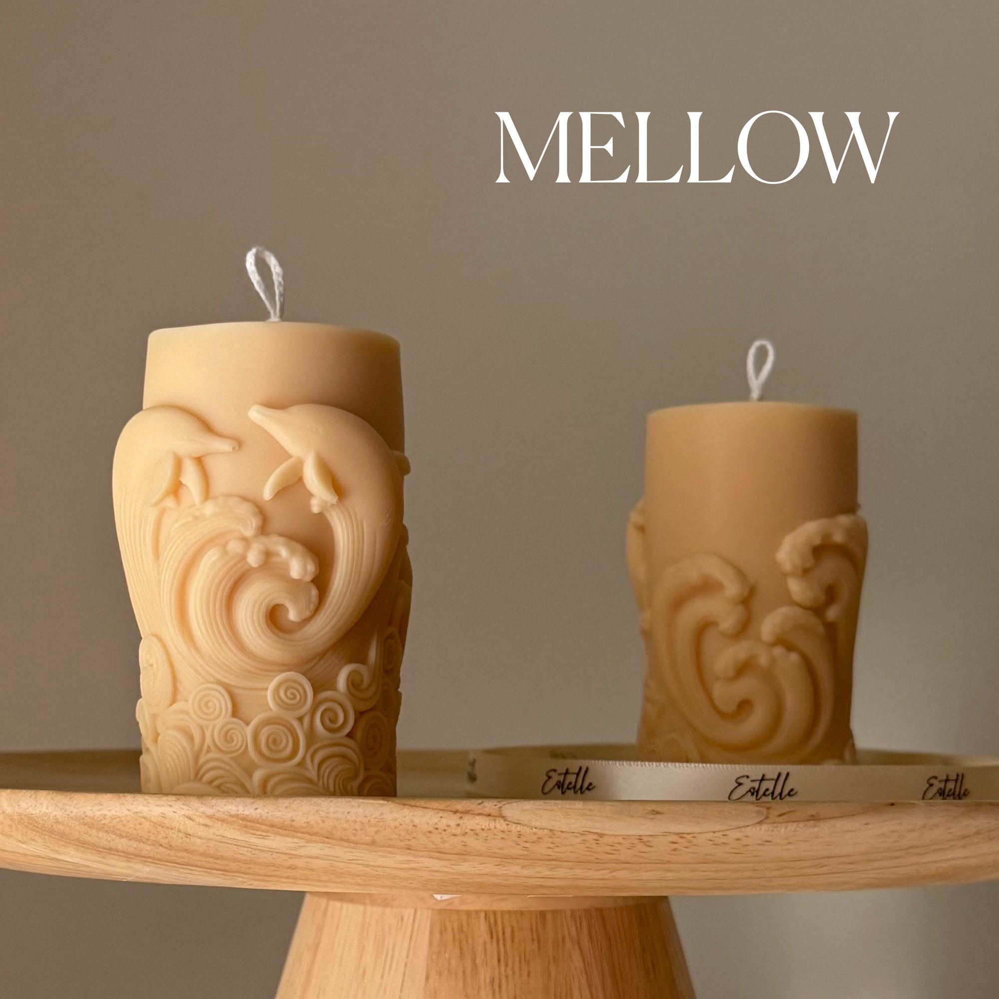 Dolphin Pillar Candle: Handmade Soy Wax Home Decor-3