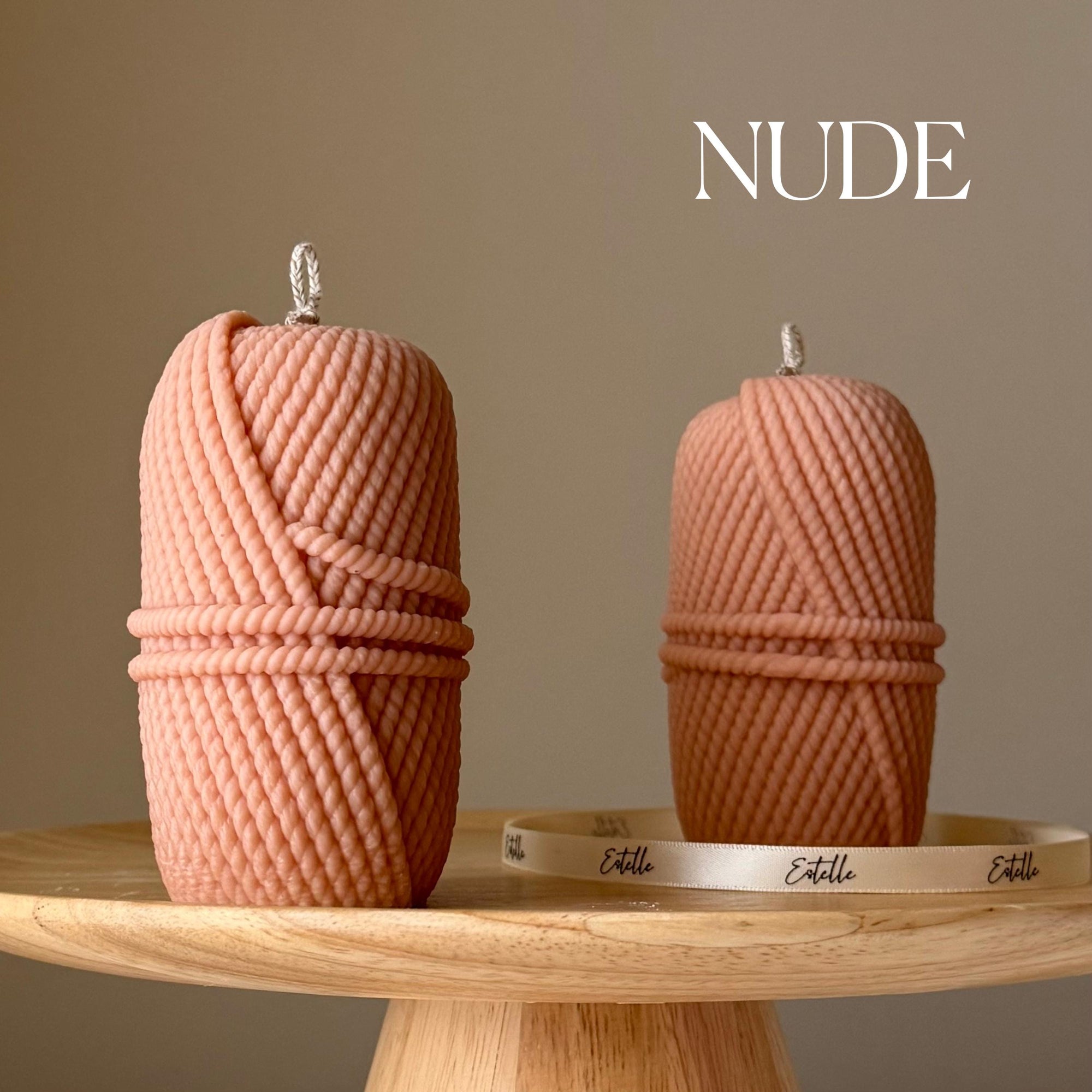 Knitting Wool Soy Pillar Candle: Handmade Home Decor-1