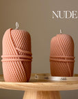 Knitting Wool Soy Pillar Candle: Handmade Home Decor-1