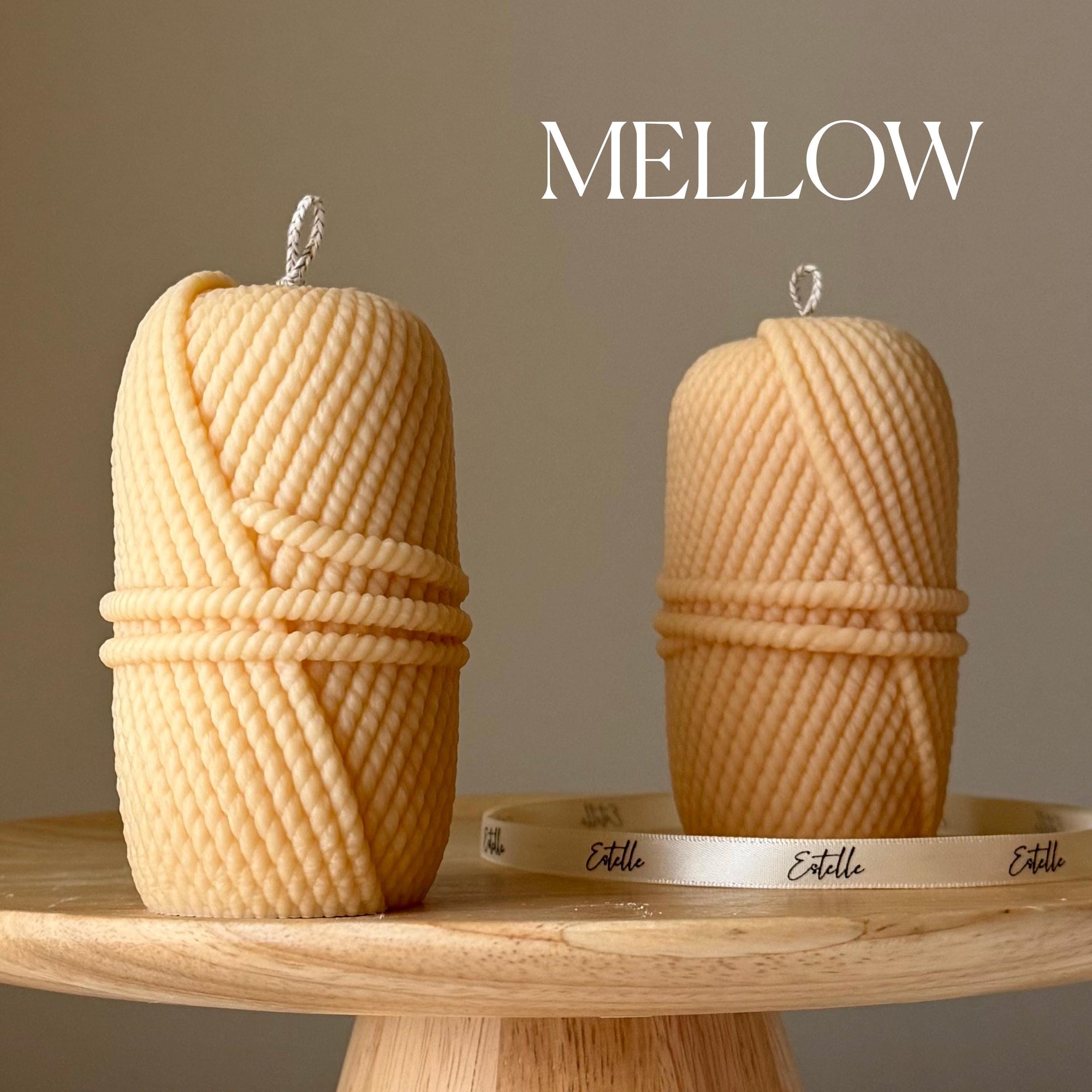 Knitting Wool Soy Pillar Candle: Handmade Home Decor-3