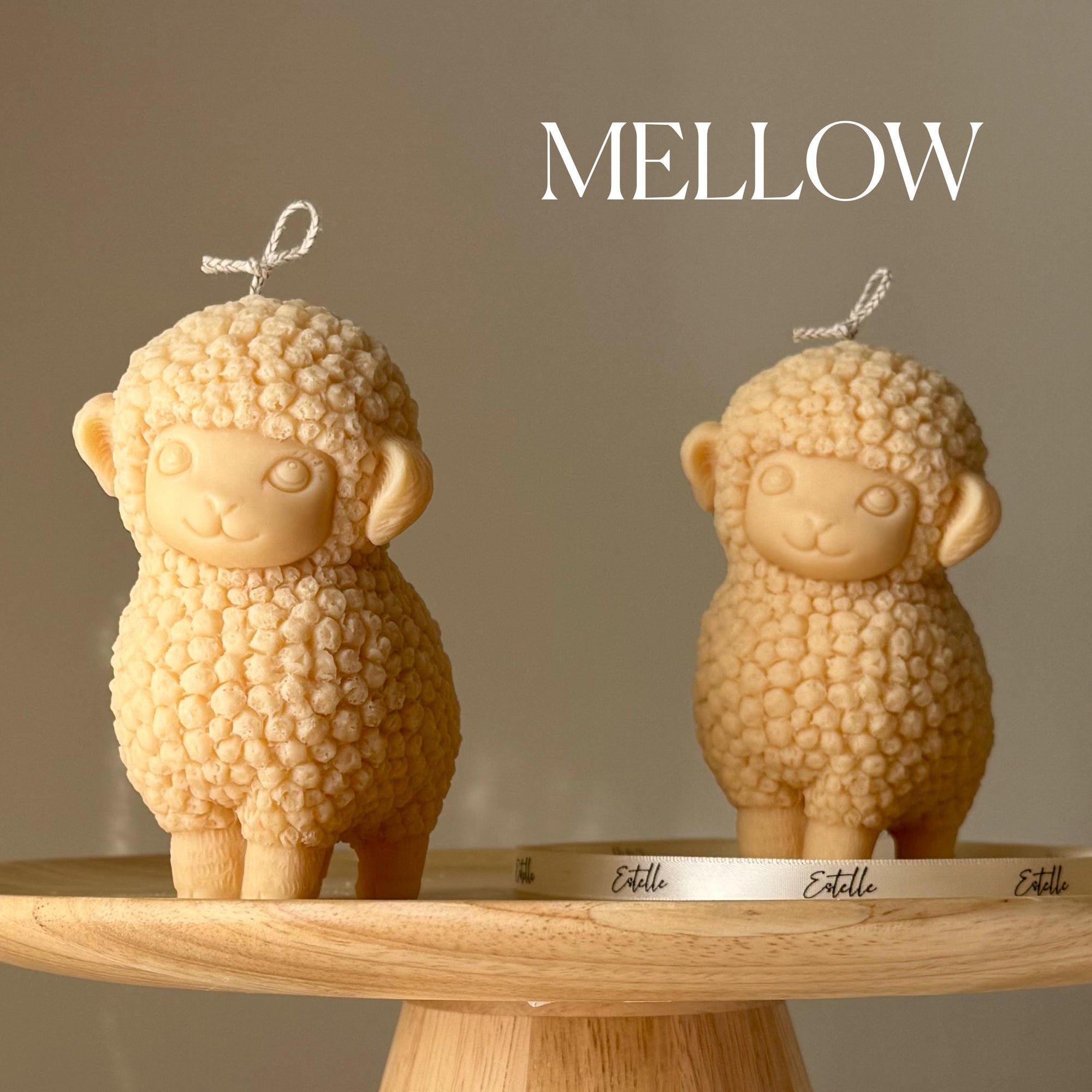 Cute Sheep Soy Pillar Candle | Handmade Nursery Decor-3