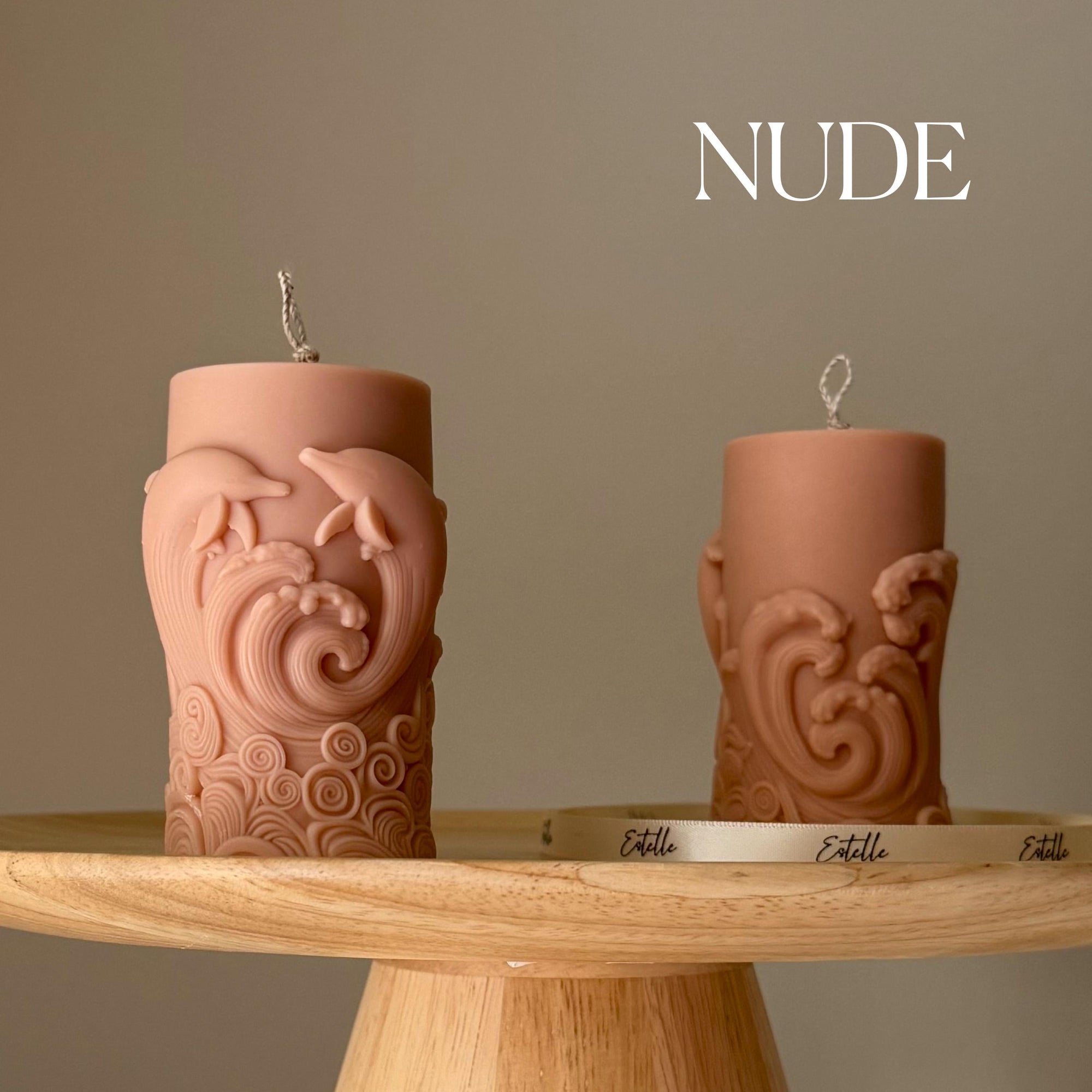 Dolphin Pillar Candle: Handmade Soy Wax Home Decor-1