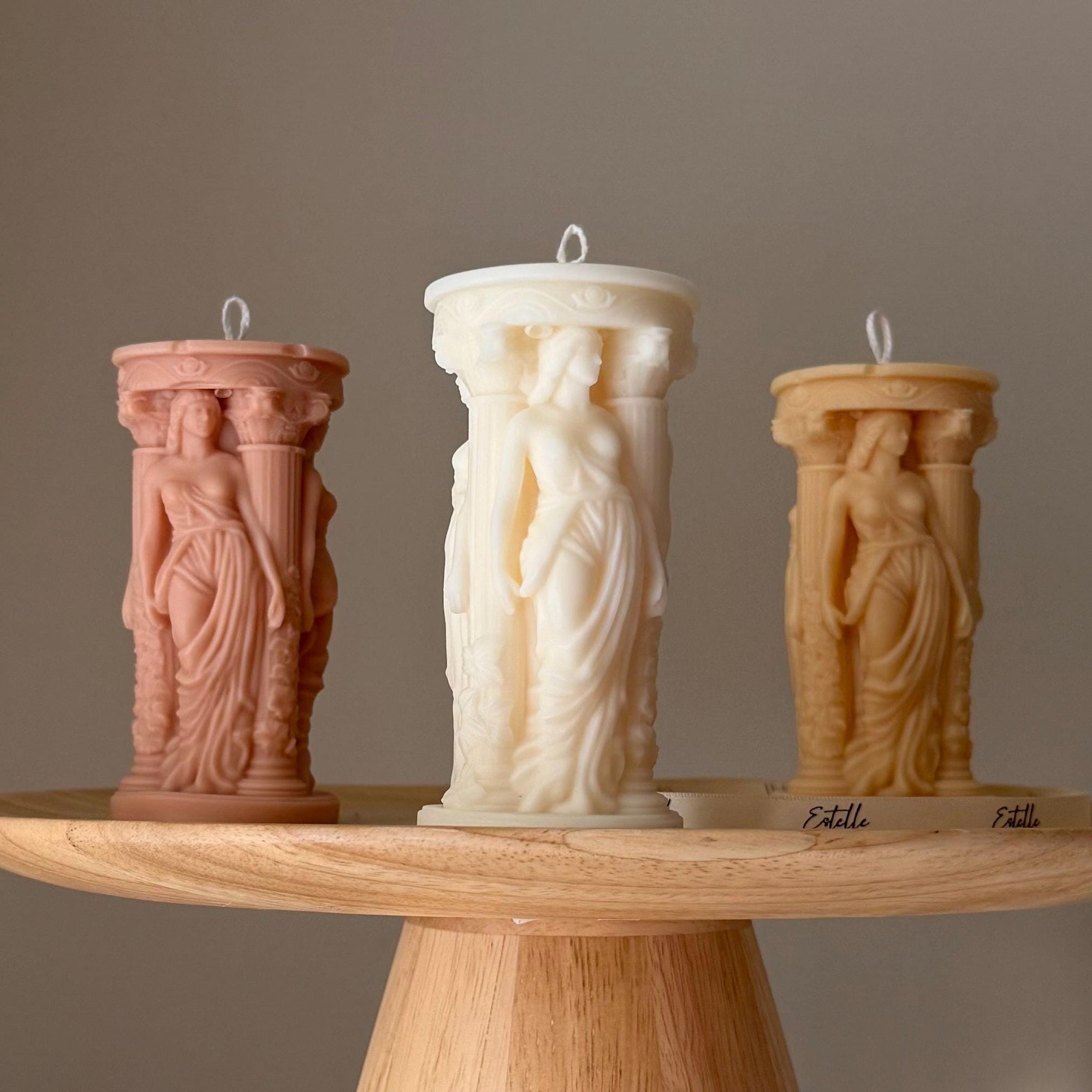 Caryatid Greek Column Soy Candle: Handmade Home Decor-0