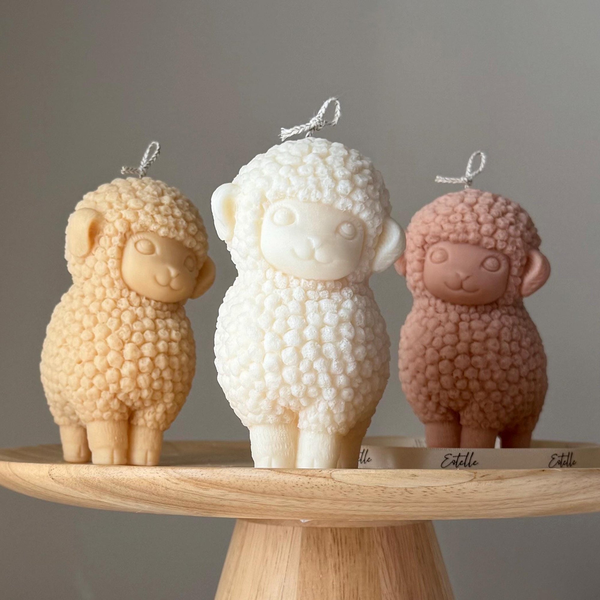 Cute Sheep Soy Pillar Candle | Handmade Nursery Decor-0
