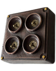 4 Gang 2 Way Antique Copper Metal Surface Mounting Conduit Light Switch