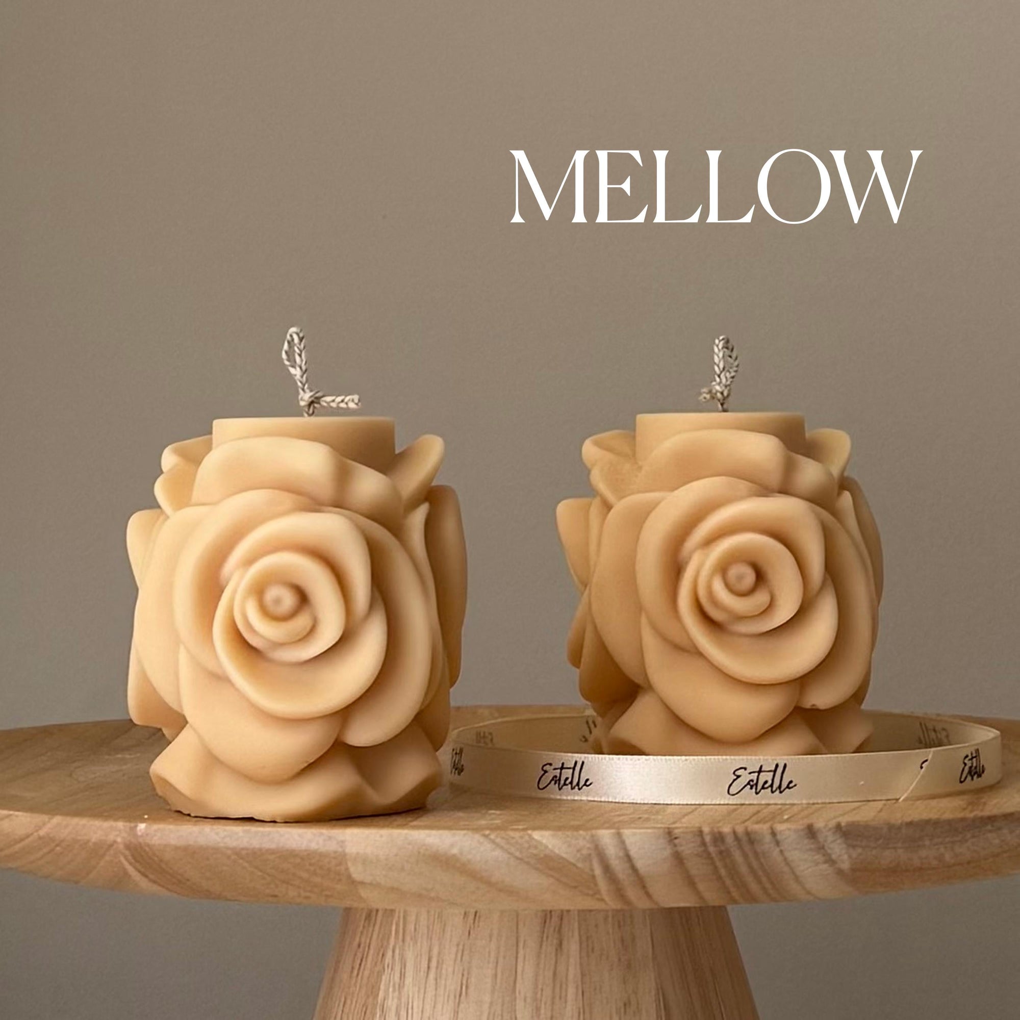 Handmade Rose Flower Candle: Vegan Soy Pillar Candle-3
