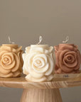 Handmade Rose Flower Candle: Vegan Soy Pillar Candle-0