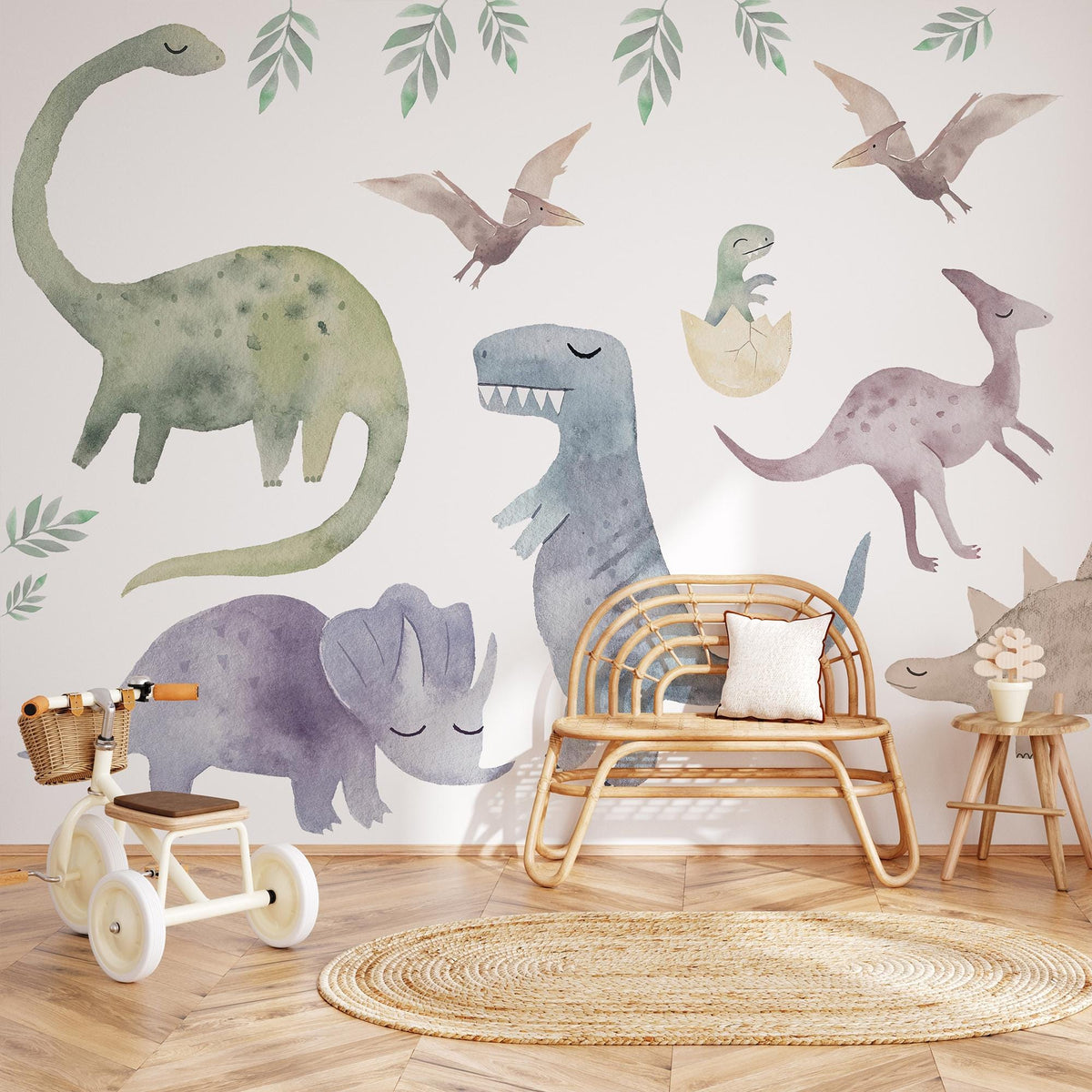 Colorful Dinosaur Wall Decals: Kids Room Decor, Peel &amp; Stick