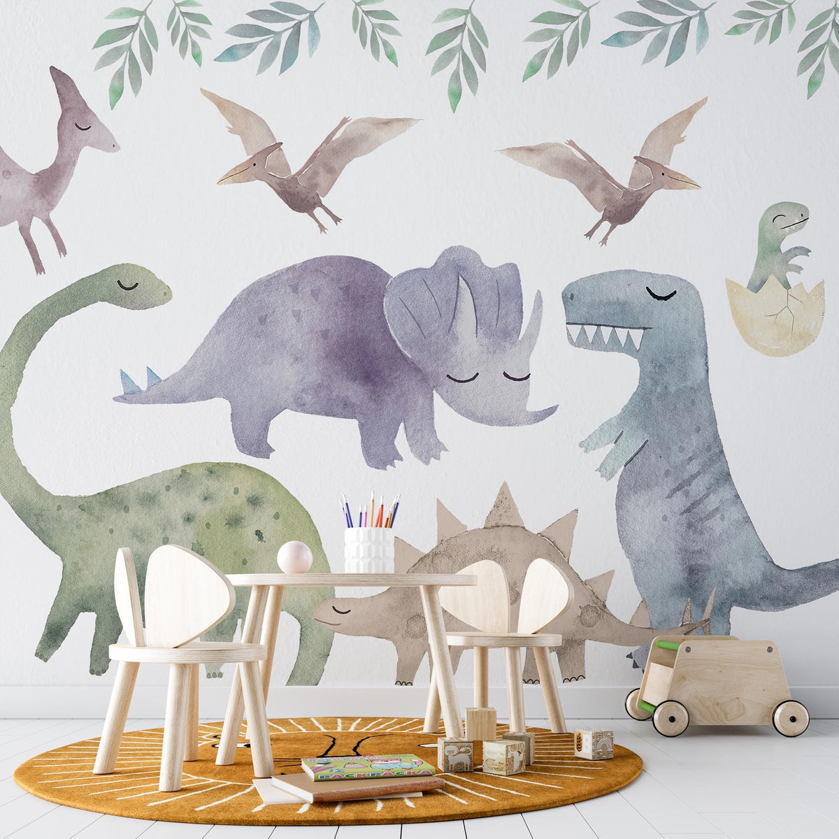 Colorful Dinosaur Wall Decals: Kids Room Decor, Peel &amp; Stick
