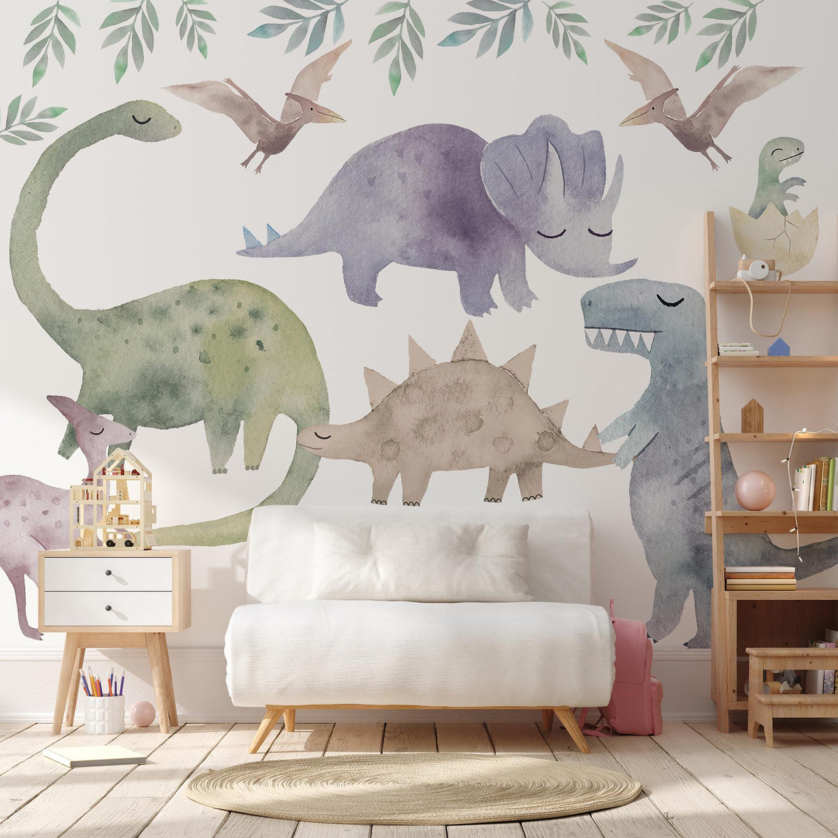 Colorful Dinosaur Wall Decals: Kids Room Decor, Peel &amp; Stick