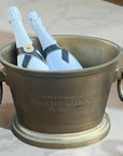 Antique Brass Champagne Ice Bucket with Engraved Detail